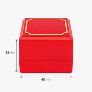 Ring Plastic Box Red with Gold Border