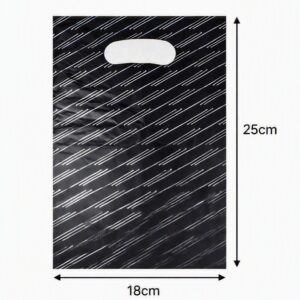 Carrier Bag Small - Black with Silver Lines