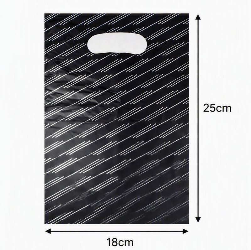 Carrier Bag Small - Black with Silver Lines