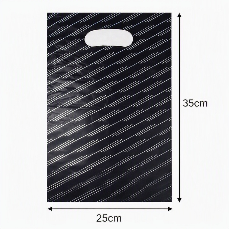 Carrier Bag Medium - Black with Silver Lines