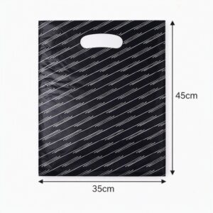 Carrier Bag Large - Black with Silver Lines