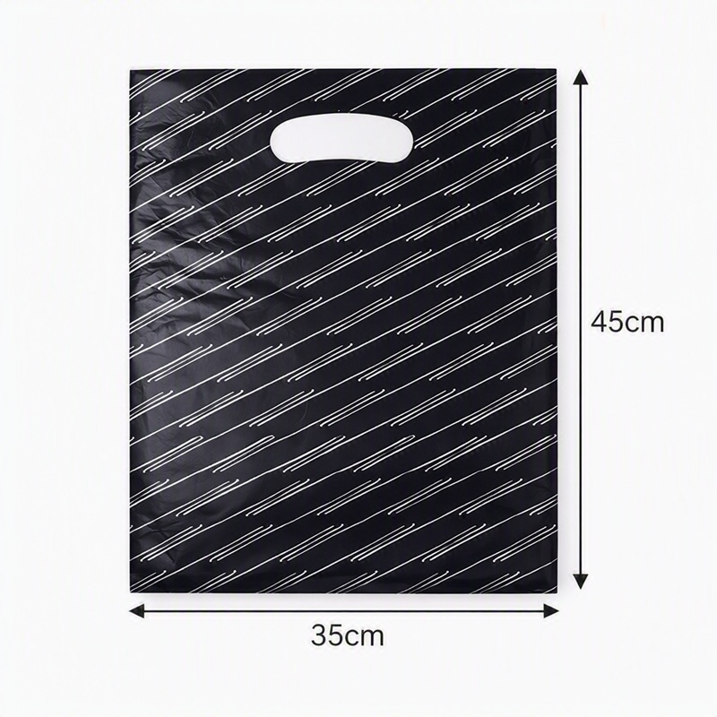 Carrier Bag Large - Black with Silver Lines