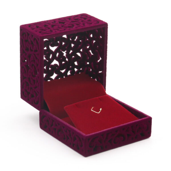 Earring Filigree Cube - Burgundy