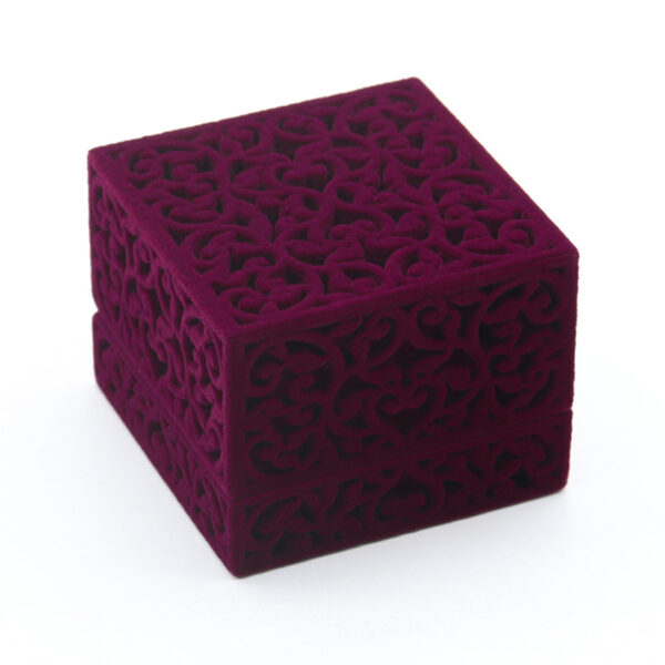 Earring Filigree Cube - Burgundy - Image 3