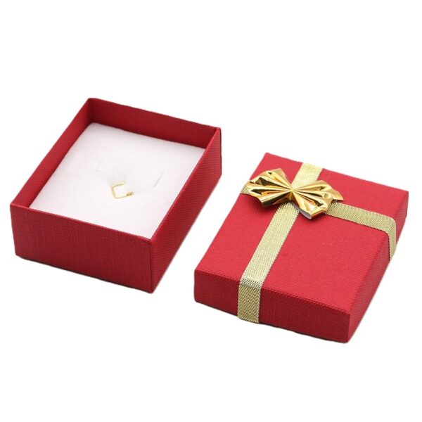 Earring Red with Gold Bow – Small - Image 6