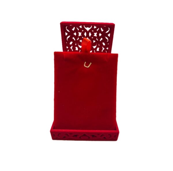 Earring Filigree Large Dangling, Pendant Chain – Red - Image 2