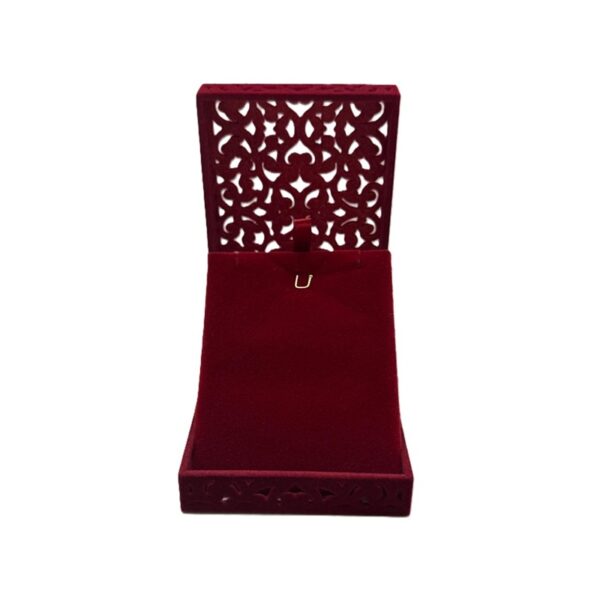 Earring Filigree Large Dangling, Pendant Chain - Maroon - Image 4