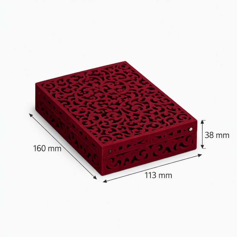 Chain and Pendant Box Filigree Medium - Maroon