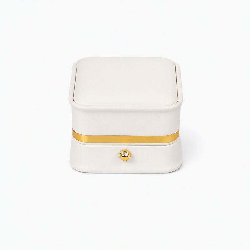 Ring Box Premium Leatherette - Beige - Image 3