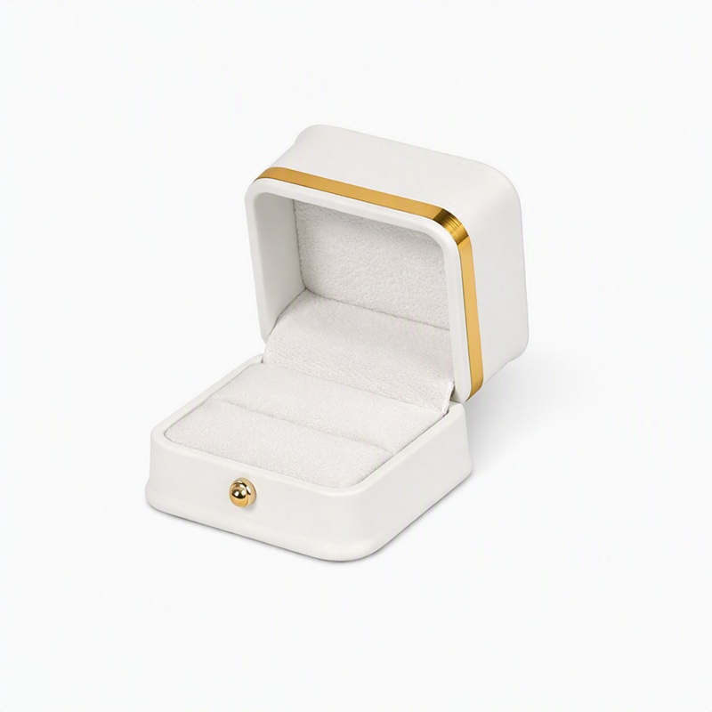 Ring Box Premium Leatherette - Beige - Image 2