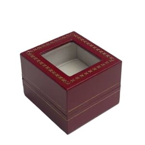 Ring Box Leatherette Window - Red